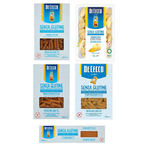 De Cecco Nudeln & Pasta Testpaket De Cecco senza Glutine Glutenfrei pasta nudeln 5x400 G italienisch Original + kostenlos polpa 400 g 8001250014146