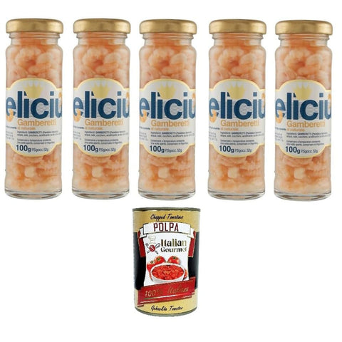Delicius Gamberetti Garnelen Delicius Gamberetti Al Naturale Natural Garnelen 5x100 g italienisch Original Pastasauce + kostenlos polpa 400 g 8032804040014