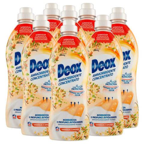 Deox Flüssiger Weichspüler Deox - Weichspülerkonzentrat für Waschmaschine weiche und duftende Kleidungsstücke mit Fresh Protection-Technologie Duft Vanille und Argan 45 Waschgänge x 8 8003650013989