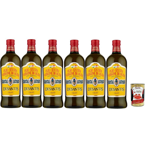 Desantis Olio Extra Oliven Desantis Olio Extra vergine di oliva 100% Italiano, 100% italienisches Natives Olivenöl extra, 6x 1lt Original italienisch inkl. Italian Gourmet Polpa 400g 8032804040014