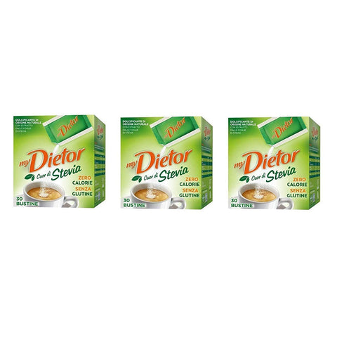 Dietor My Cuor di Stevia natürlicher Süßstoff Herz von Stevia 30 Beuteln 3x30g Original italienisch Süßstoffe