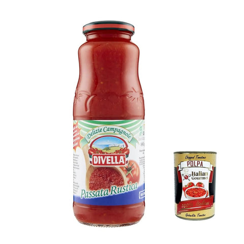 Divella Gemüse Divella Delizie Campagnole Passata Rustica Tomatenpaste Tomaten sauce 100% Italienisch 680 g 12x italienisch Original Pastasauce + kostenlos polpa 400 g