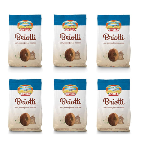 Divella Briotti Shortbread Kekse mit frischer Sahne und Kakao biscuits cookies Italienische Kekse 6x400g Original italienisch