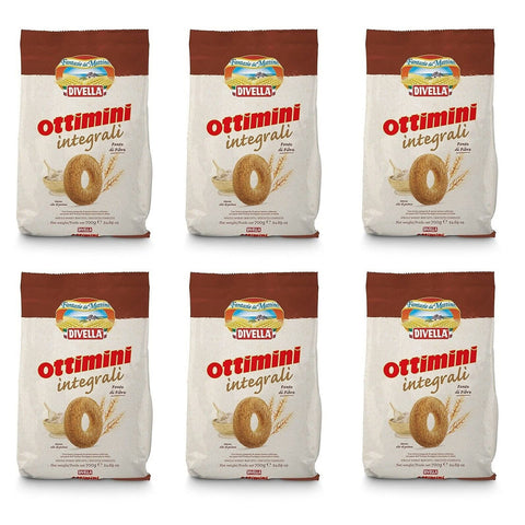 Divella Ottimini Integrali Vollkornkekse Kekse mit Vollkornmehl Biscuits Cookies italienische Kekse 6x700g Original italienisch