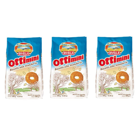 Divella Kekse Divella Ottimini Biscotti alle Mandorle Shortbread Kekse mit gehackten Mandeln 350g biscuits cookies italienische Kekse 3x Original italienisch 8005121213881