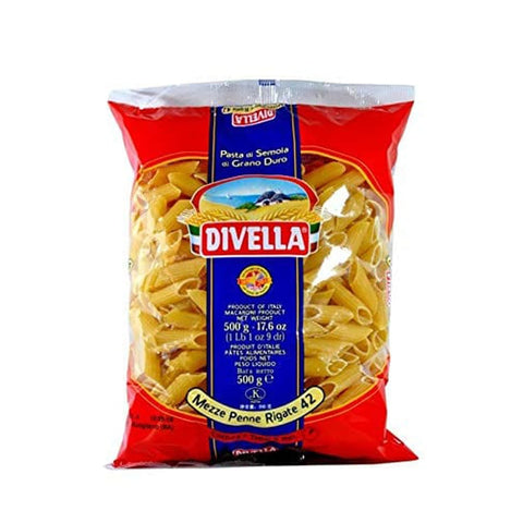 Divella Kurze Pasta Divella HARTWEIZENGRIESS NUDELN MEZZE PENNE RIGATE 42 GR 500 X 24 Original italienisch 9504655215136