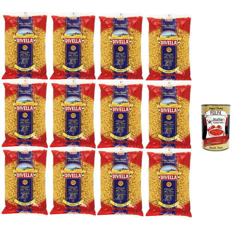Divella Kurze Pasta Divella Pasta 100% Italienisch Lumachine 52, Nudeln aus Hartweizengrieß, Kochen 7 Minuten 12x 500g Original italienisch inkl. Italian Gourmet Polpa 400g 8032804040014