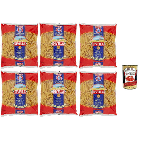Divella Kurze Pasta Divella Pasta 100% Italienisch Penne Mezzani Rigate 23, Nudeln aus Hartweizengrieß, Kochen 9 Minuten 6x 500g Original italienisch inkl. Italian Gourmet Polpa 400g 8032804040014