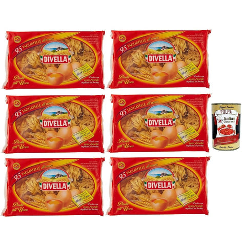 Divella Längliche Pasta Divella - Tagliatelle all'uovo Nº 95 - Authentische italienische Pasta Eiernudeln – Die köstlichsten Tagliatelle zum Teilen mit der Familie - 6x500 g 8005121030952