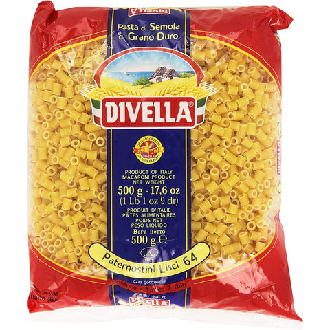 Divella Paternostini Lisci N. 64 Hartweizengrieß Pasta Italienische Nudeln 500 g Packung Nudeln & Pasta italienisch Original