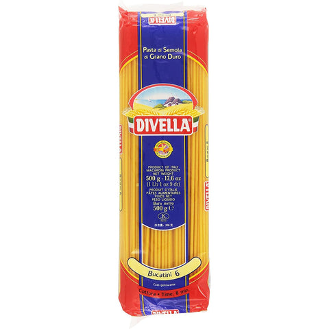 Divella Bucatini n°6 Hartweizengrieß Pasta Italienische Nudeln Packung 500 g 36x italienisch Original + kostenlos Polpa di Pomodoro 400 g Dose