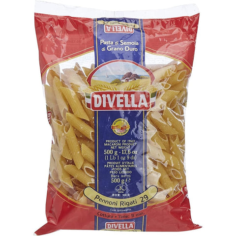Divella Nudeln & Pasta Divella Pennoni Rigati N. 29 Hartweizengrieß Pasta Italienische Nudeln 500g Packung 24x Original italienisch inkl. Italian Gourmet Polpa di Pomodoro 400g Dose 8005121000290
