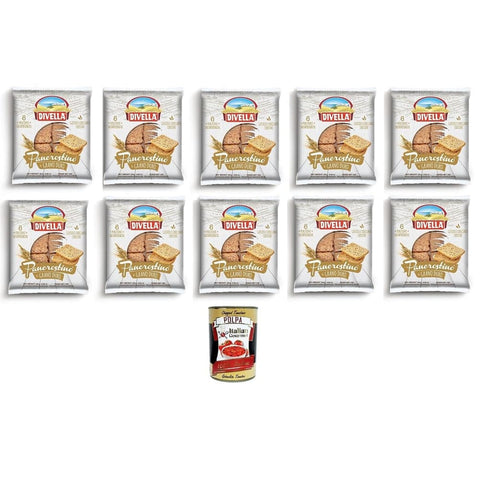 Divella Pancrostino Abgepackte Gebäckstücke Divella Pancrostino al Grano Duro Pancrostini aus Hartweizen 10x250 g italienisch Original Pastasauce + kostenlos polpa 400 g 8032804040014