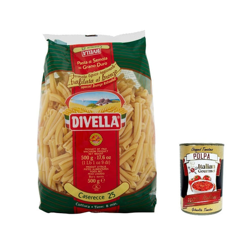 Divella Pasta & Saucen Divella Pasta Specialita' 100% italienische Casarecce 25, nudeln 500g 20x Original italienisch inkl. Italian Gourmet Polpa 400g 8005121002256