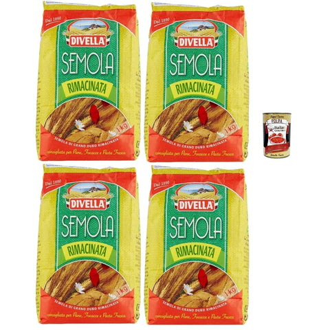 Divella Semola Weizen Divella Semola Rimacinata Hartweizenmehl für Pasta & Pizza 4x1 kg italienisch Original + kostenlos polpa 400 g 8032804040014