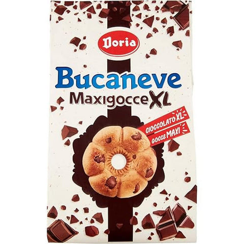 Doria Bucaneve Maxigocce XL Frollini con Gocce di Cioccolato Kekse mit Schokoladentropfen Biscuits Cookie 300g Ideal für Ihr Frühstück oder Ihren Snack Original italienisch