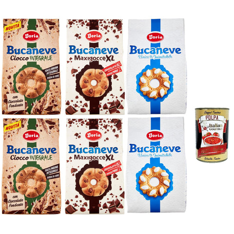 Doria Bucaneve Testpaket, Ciocco Integrale, Classico und Choco XL, Kekse Vollkornkekse mit Vollkornmehl und Dunkler Schokolade, 4x300 g 2x400 g Beutel