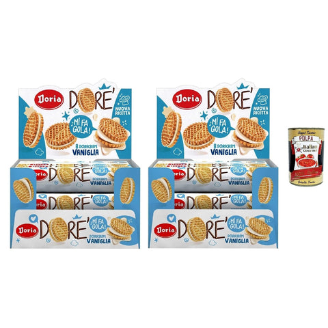 Doria Dore' Biscotti Frollini con Ripieno alla Vaniglia, Mürbeteig Kekse mit Vanillefüllung, Multipack 2x BOX 20x75 g italienisch Original