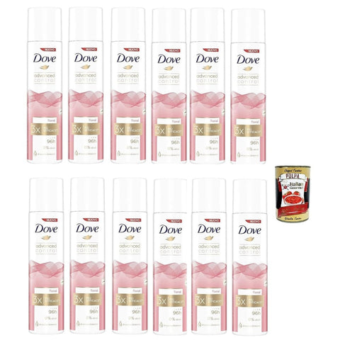 Dove Deo Dove Advanced Control Floral Deodorante Spray 0% Alkohol,96h Schutz Deodorant 12x 100ml Original italienisch inkl. Italian Gourmet Polpa 400g 8032804040014