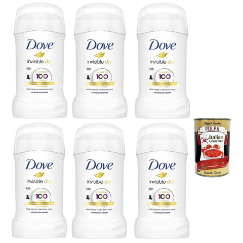 Dove Deodorant Invisible Dry Stick Anti -Draining Deo Stick mit 1 4 feuchtigkeitsspendenden Creme Nullflecken 48 Stunden mit nahrhaftem Öl 6x40 ml italienisch