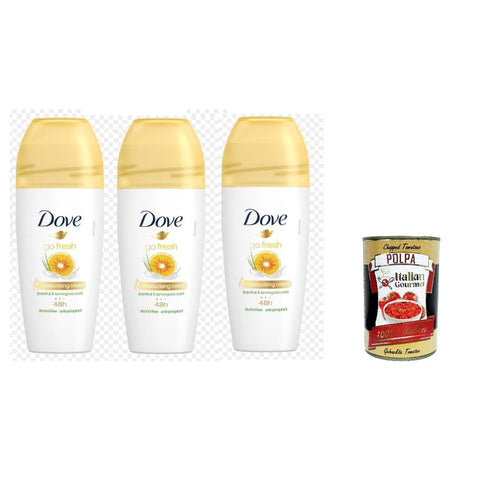 Dove Deo Dove Go Fresh Grapefruit und Zitronengras Deodorante Roll-On 48h Schutz Deodorant 3x50 ml italienisch Original + kostenlos polpa 400 g 60017512
