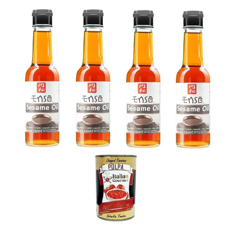 Enso Olio di Öl Enso Olio di Sesamo Sesamöl 4x150ml Original italienisch inkl. Italian Gourmet Polpa di Pomodoro 400g 8032804040014