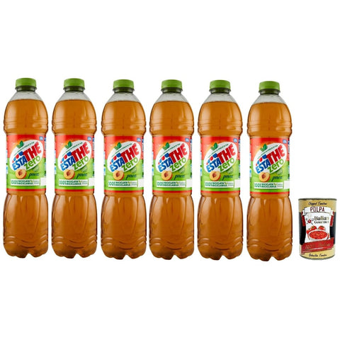 Estathe Eistee Estathe Thè Pesca zero 6x 1,5Lt, Eistee The' Pfirsich ohne Zucker PET Einweg, ice tea erfrischend, Ohne Konservierungsstoffe und künstliche Farbstoffe, no sugar tea Original italienisch inkl. Italian Gourmet Polpa 400g 8000500267370