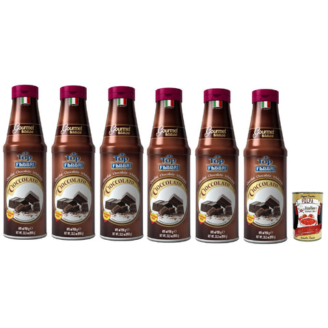 Fabbri Topping sauce Cioccolato Schokolade für Eis Desserts und Kaffee Gluten-frei gebrauchsfertige Sauce 6x950 g italienisch Original Pastasauce + kostenlos polpa
