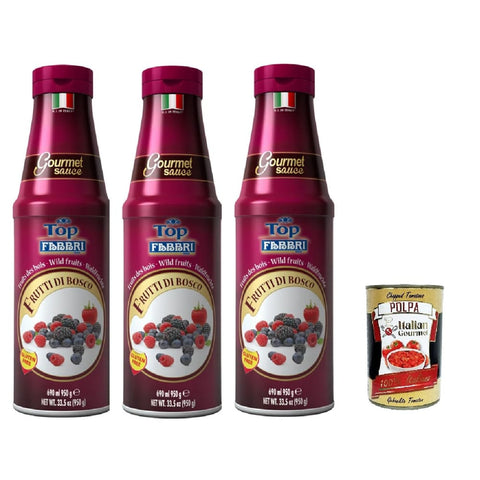 Fabbri Sirupe Fabbri Topping sauce Frutti di bosco, Beeren für Eis, Desserts und Kaffee 3x 950g Gluten-frei gebrauchsfertige Sauce Original italienisch inkl. Italian Gourmet Polpa 400g 8032804040014