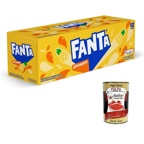 Fanta Pineapple Cola & Limonade Fanta Pineapple bevanda all'ananas Ananasgetränk 12x355 ml italienisch Original Pastasauce + kostenlos polpa 400 g 8032804040014
