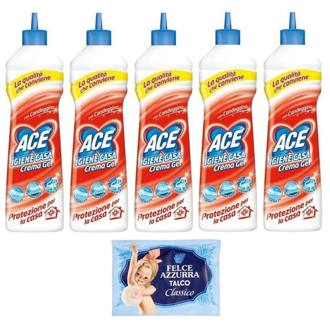 ACE+ 5er Pack ACE Crema Gel con Candeggina, Gelcreme mit Bleichmittel, Hausputz 1x500ml Original italienisch Pflege