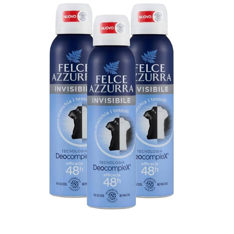 Felce azzurra Deo Felce Azzurra Invisible Deo Spray 48h – Anti-Flecken Deodorant ohne Alkohol, Microbiom-freundlich, Deocomplex Technologie, 3×150 ml 8001280031236