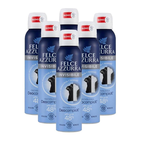 Felce azzurra Deo Felce Azzurra Invisible Deo Spray 48h – Anti-Flecken Deodorant ohne Alkohol, Microbiom-freundlich, Deocomplex Technologie, 6×150 ml 8001280031236