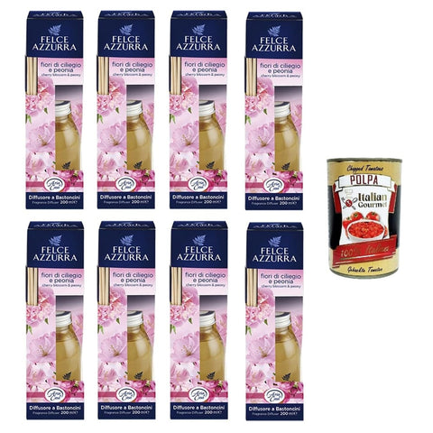Felce Azzurra Duftöldiffusoren Felce Azzurra Raumdiffusor mit Stäbchen Kirschblüten und Pfingstrose 8x200 ml italienisch Original Pastasauce + kostenlos polpa 400 g