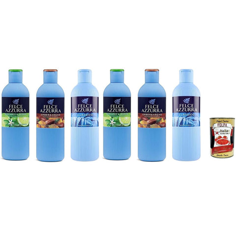 Felce azzurra Duschgel Felce azzurra Paglieri 6x Duschgel unverwechselbares Parfüm spendet der Haut Feuchtigkeit 650 ml Testpaket Original italienisch inkl. Italian Gourmet Polpa 400g 8001280068034