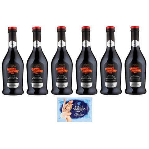 Felce Azzurra Essig Felce Azzurra 6er Pack Monari Federzoni Aceto Balsamico di Modena I.G.P.Gusto Rotondo Balsamico Essig aus Modena 500ml + 100g italienisch Original 8001280026102