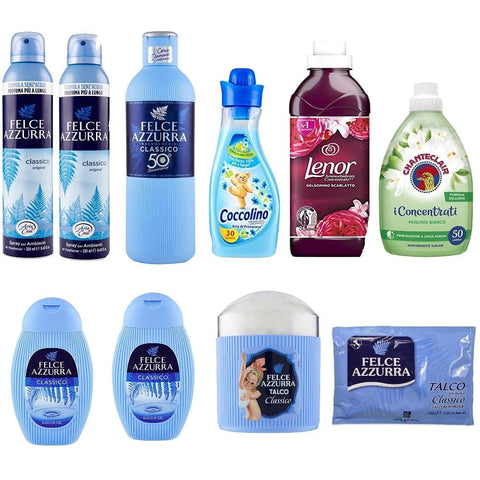 Felce Azzurra Flüssiger Weichspüler Felce Azzurra Italien Testpaket Felce azzurra Aria Casa Raumerfrischer Duschbad Bagnodoccia Körperpuder Chante Clair 750ml italienisch Original 8001280032103