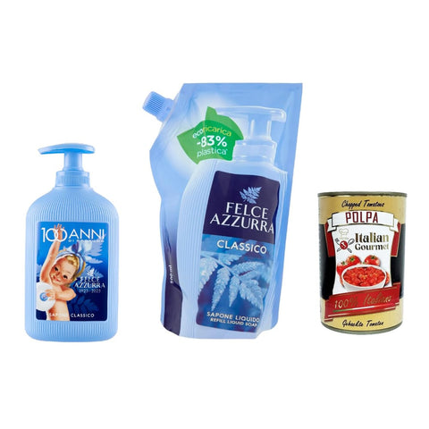 Felce Azzurra Handseifen Felce Azzurra sapone liquido Classico Ecoricarica Flüssigseife Liquid Soap - 300 ml 500 ml italienisch Original + kostenlos Polpa 400 g 8001280024221