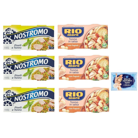 Felce Azzurra Hülsenfrüchte & Bohnen Felce Azzurra 6er-Pack Testpaket Rio Mare Thunfisch und Bohnen + Nostromo Thunfisch und Erbsen Fertiggericht, 2x150 g + 1er-Pack Kostenlos Felce Azzurra 8001280026102