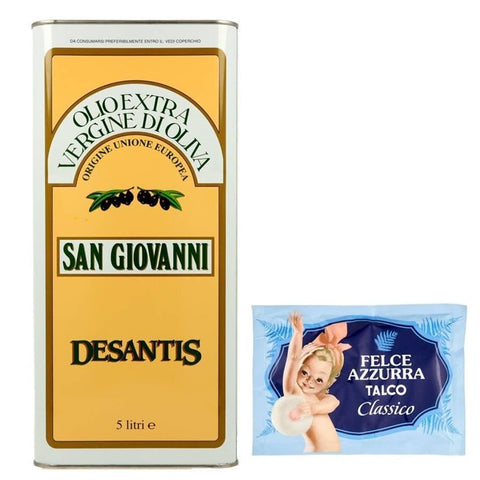 Felce Azzurra 1er Pack De Santis San Giovanni Olio Extra Vergine di Oliva Natives Olivenöl Extra Ideal für 5Lt + 100g italienisch Original