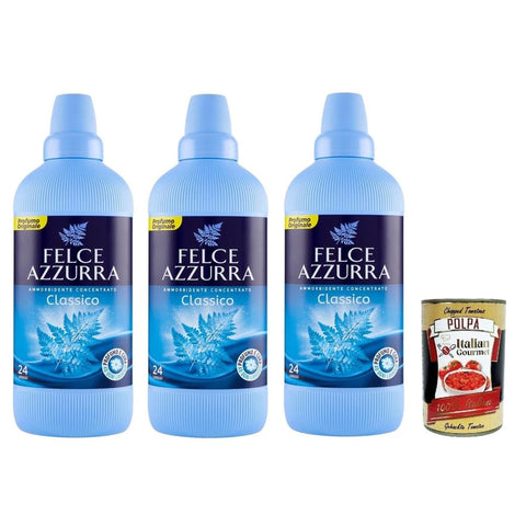 Felce azzurra Weichspüler Felce azzurra Weichspülerkonzentrat Duftende Classico, sinnlicher Duft 24 Waschgänge 3x 900ml Original italienisch inkl. Italian Gourmet Polpa 400g 8001280034107