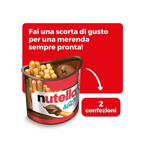 Ferrero Kekse Ferrero Nutella &GO Snack auf Basis von Haselnuss und Kakao Streichcreme und knusprige herzhafte Kekse 2x48gr + 2x48g italienisch Original 8000500301609