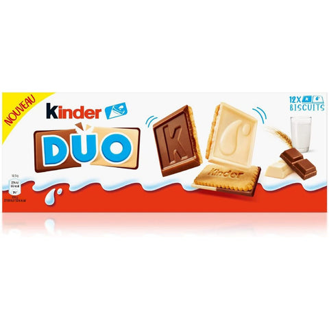 Ferrero Kochschokolade Ferrero Special Kinder Duo Keks mit Milch und weißer Schokolade überzogen 3x 150 g italienisch Original 8000500379745
