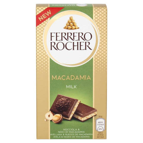 Ferrero Riegel 3x Ferrero Rocher Macadamia Milk Nocciola & Noci di Macadama 90g, Milchschokolade mit Haselnüssen und Macadamianüssen SONDERANGEBOT 8000500447833