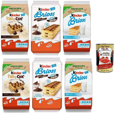 Ferrero Kinder Pan e Cioc & Brioss, Sortiment aus Milch- und Schokoladengebäck, 6er-Pack, 290 g italienisch Original Pastasauce + kostenlos polpa 400 g