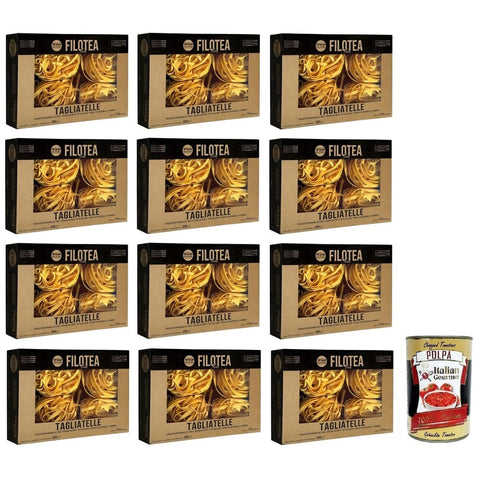 Filotea Internationale Nudeln Filotea Tagliatelle Pasta all'Uovo Eiernudeln aus Rohstoffen Packung mit 12x 500g italienisch Original 8032993000776