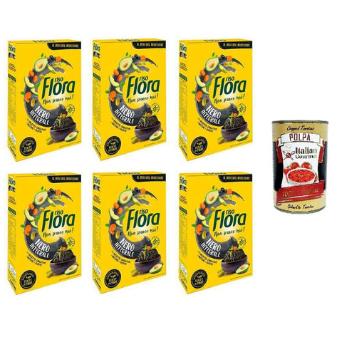 Flora Koch- & Backzutaten Flora Riso Nero Integrale Für kreative und leckere Rezepte 6x500gr Original italienisch inkl. Italian Gourmet Polpa 400g 8017759648126