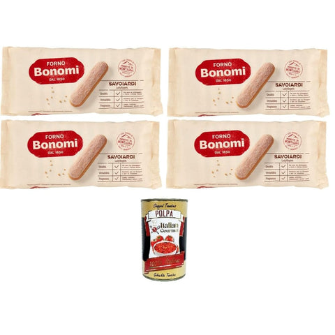 Forno Bonomi Kekse Forno Bonomi Savoiardi Classici Klassische Löffelbiskuits 4x 200gr Original italienisch inkl. Italian Gourmet Polpa 400g 8032804040014