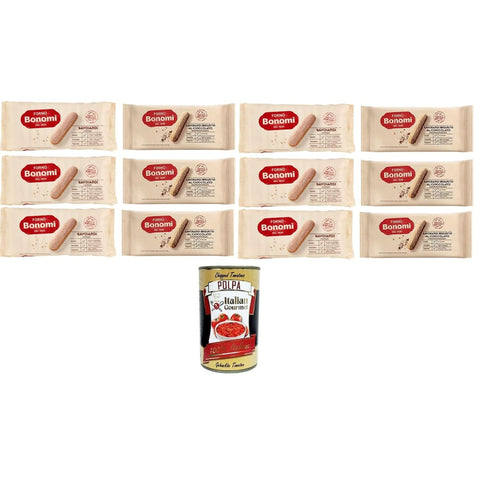 Forno Bonomi Kekse Forno Bonomi Testpaket Savoiardi Classici & bigusto al cioccolato KeksKlassiker & Schokolade im doppelten Geschmack 12x 200 gr italienisch Original 8002720003028