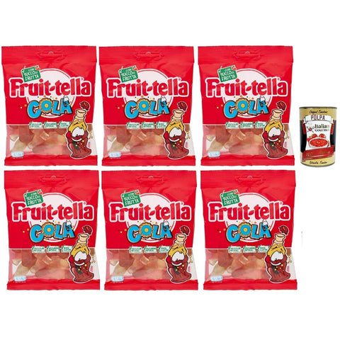 Fruittella Cola Snack Kuchen & Backwaren Fruittella Cola Gummibon, verschiedene Obstgeschmack, mit Fruchtsaft, glutenfrei, 6x 90 g Original italienisch inkl. Italian Gourmet Polpa 400g 8032804040014